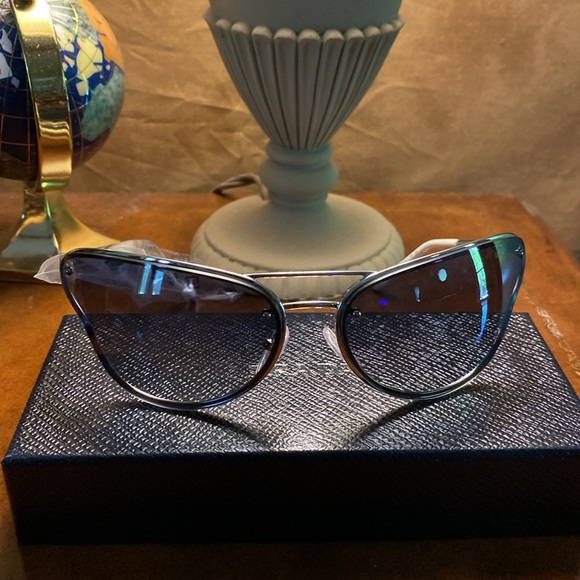 Prada Accessories - Prada Sunglasses - Silver/Blue to Light Grey Gradient Butterfly (New)